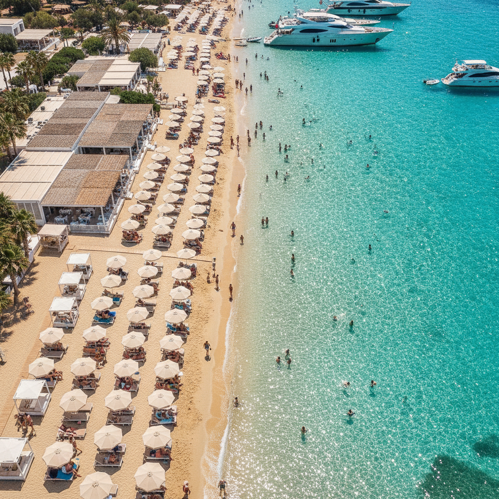 Psarou Beach on Mykonos, Greece
